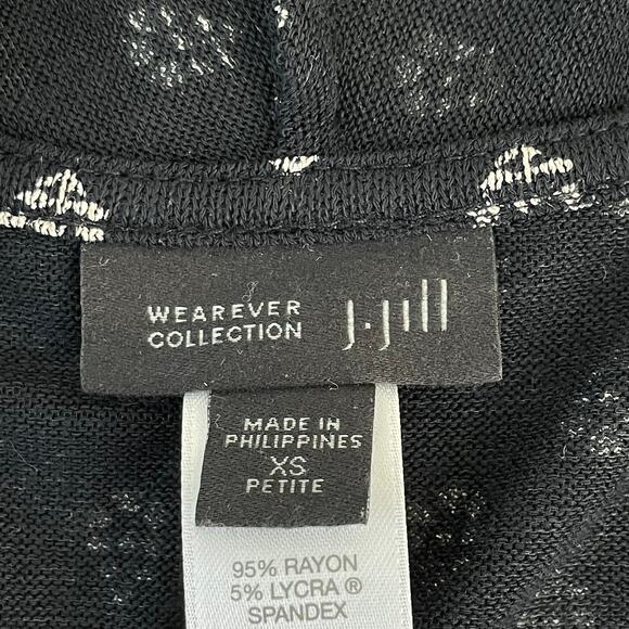 J. Jill Cardigan Womens XS Petite Wearever Collection Open Front Black Geometric - Picture 4 of 12